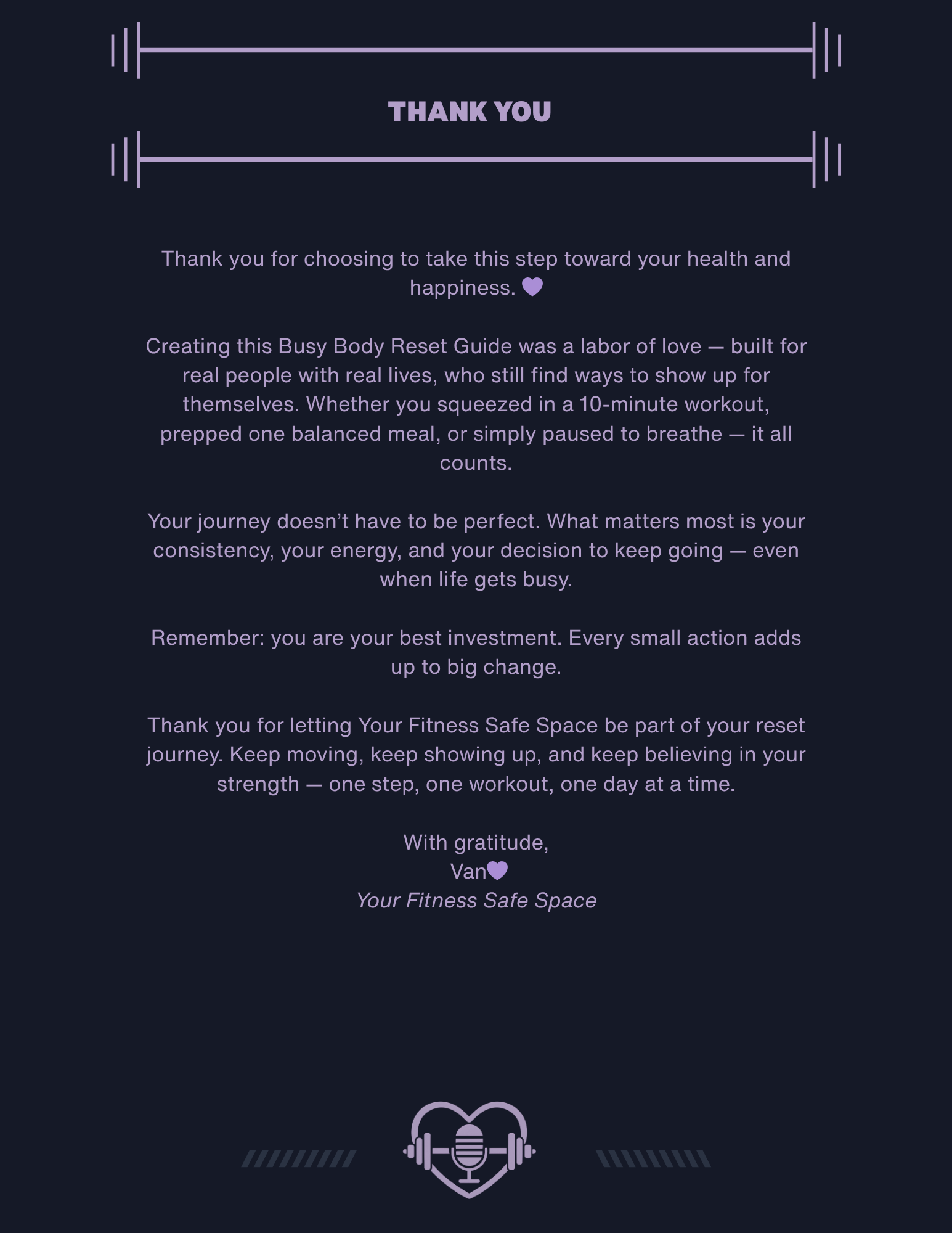 FITNESS BUSY BODY RESET GUIDE